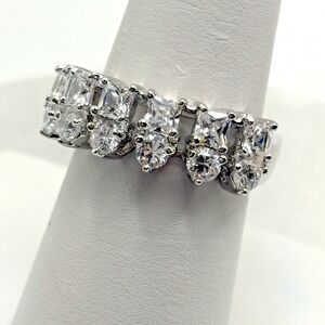 Rhodium Plated Cocktail Ring Size 8 Band Party NWOT Camille Lucie
